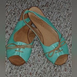 Bueno Keely slingback peeptoe flats - Turquoise
